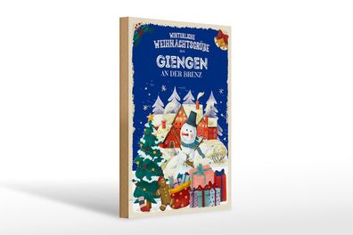 Holzschild Weihnachtsgrüße Giengen AN DER BRENZ Geschenk 20x30cm