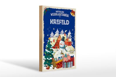 Holzschild Weihnachtsgrüße aus Krefeld Geschenk 20x30cm