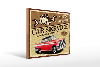 Holzschild Retro 40x30cm Car Service Auto repair 1972