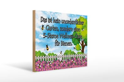 Holzschild Spruch 40x30cm kein Garten 5 Sterne Oase