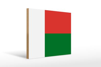 Holzschild Flagge Madagaskars 40x30cm Flag of Madagascar