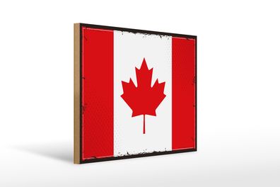 Holzschild Flagge Kanadas 40x30cm Retro Flag of CanadaSchild