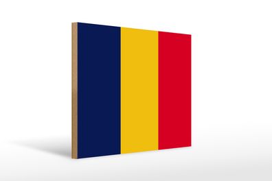 Holzschild Flagge des Tschad 40x30cm Flag of Chad