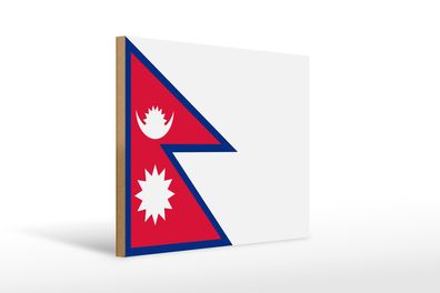 Holzschild Flagge Nepals 40x30cm Flag of Nepal