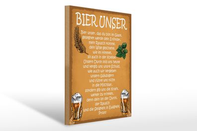 Holzschild Spruch 30x40cm Bier unser in Ewigkeit Prost