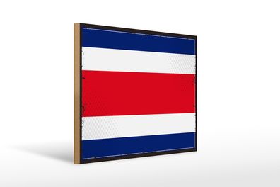 Holzschild Flagge Costa Ricas 40x30cm Retro Costa Rica