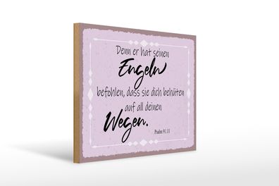 Holzschild Spruch 40x30cm er hat seinen Engeln befohlen