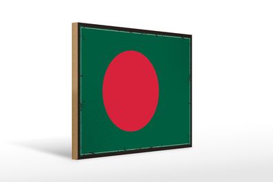 Holzschild Flagge Bangladesch 40x30cm Retro Bangladesh