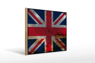 Holzschild Flagge Union Jack 40x30cm United Kingdom Rost