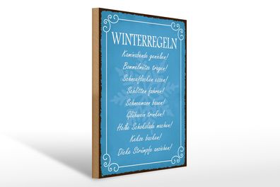 Holzschild Spruch 30x40cm Winterregel Kaminabende Glühwein