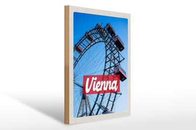 Holzschild Reise 30x40cm Wien Österreich Prater Urlaub Reise