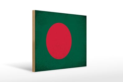 Holzschild Flagge Bangladesch 40x30cm Bangladesh Vintage