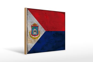 Holzschild Flagge Sint Maarten 40x30cm Sint Maarten Rost