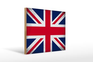 Holzschild Flagge Union Jack 40x30cm United Kingdom Vintag