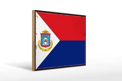 Holzschild Flagge Sint Maartens 40x30cm Retro Sint Maarten