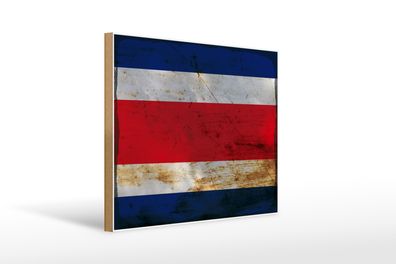 Holzschild Flagge Costa Rica 40x30cm Costa Rica Rost