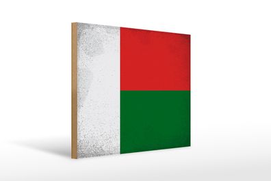 Holzschild Flagge Madagaskar 40x30cm Madagascar Vintage