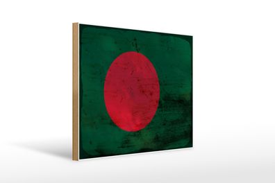 Holzschild Flagge Bangladesch 40x30cm Bangladesh Rost