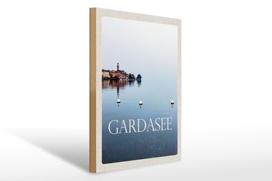 Holzschild Reise 30x40cm Gardasee Italien See Bojen