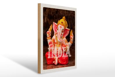 Holzschild Reise 30x40cm Indien Skulptur Ganesha Hindu