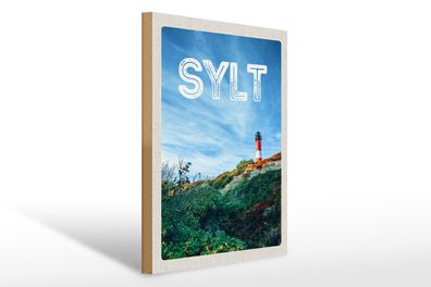 Holzschild Reise 30x40cm Sylt Insel Deutschland Leuchtturm