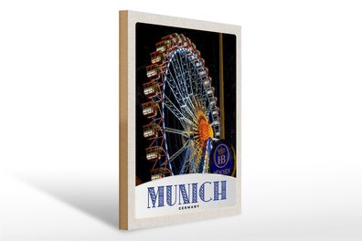 Holzschild Reise 30x40cm München Oktoberfest Riesenrad Kirmes