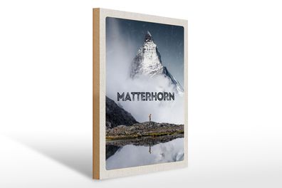 Holzschild Reise 30x40cm Matterhorn Schweiz Wanderung Berg