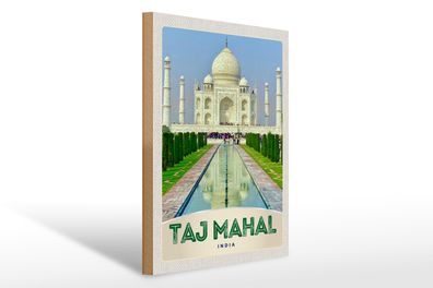 Holzschild Reise 30x40cm Taj Mahal vorne Holz