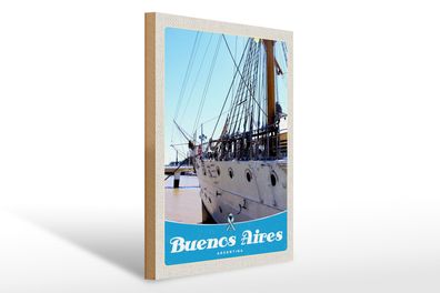 Holzschild Reise 30x40cm Buenos Aires Argentinien Schiff