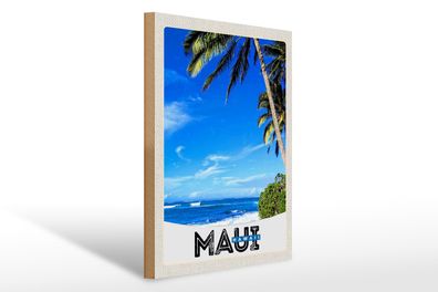 Holzschild Reise 30x40cm Maui Hawaii Insel USA Strand Urlaub