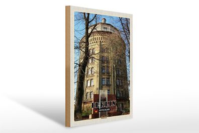 Holzschild Städte Berlin Deutschland Wasserturm 30x40cm