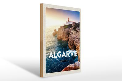 Holzschild Reise 30x40cm Algarve Portugal Meer Urlaub Poster