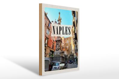 Holzschild Reise 30x40cm Naples Italy Neapel Italien Architektur