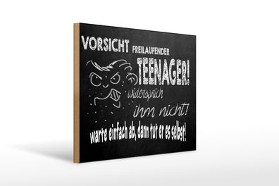 Holzschild Spruch 40x30cm Vorsicht freilaufender Teenager