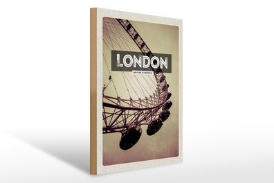 Holzschild Reise 30x40cm London England London Eye Reise