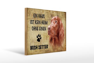 Holzschild Spruch 40x30cm Irish Setter Hund ohne kein Heim