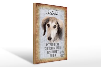 Holzschild Spruch 30x40cm Saluki Hund ruhig Geschenk