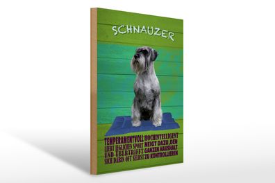 Holzschild Spruch 30x40cm Schnauzer Hund temperamentvoll