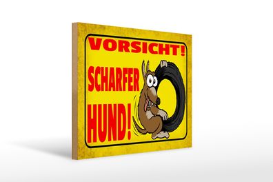 Holzschild Hinweis 40x30cm Vorsicht scharfer Hund