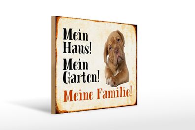 Holzschild Hund 40x30cm Beagle mein Haus Garten Familie