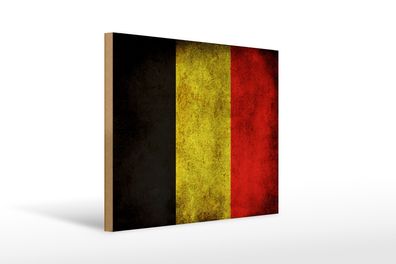 Holzschild Flagge 40x30cm Belgien Fahne