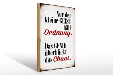 Holzschild Spruch 30x40cm Geist hält Ordnung Genie Chaos