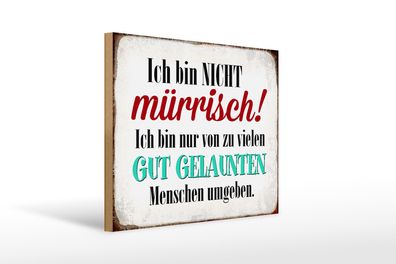 Holzschild Spruch 40x30cm ich bin nicht mürrisch bin nur