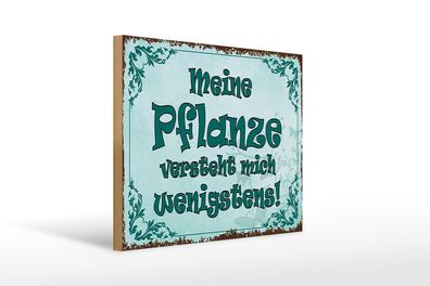 Holzschild Spruch 40x30cm meine Pflanze versteht mich