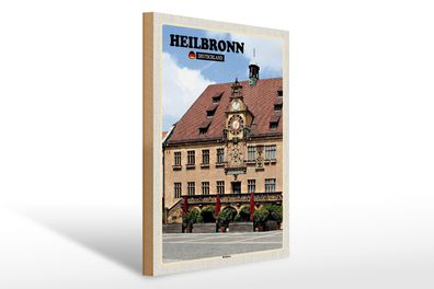 Holzschild Städte Heilbronn Rathaus Altstadt 30x40cm