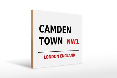 Holzschild London 40x30cm England Camden Town NW1