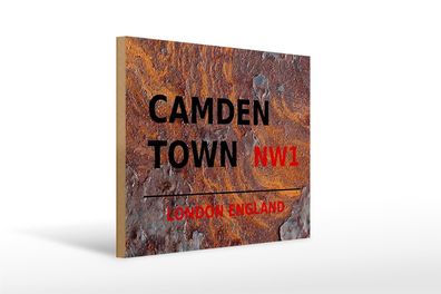 Holzschild London 40x30cm England Camden Town NW1