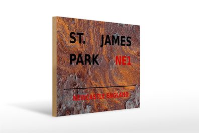 Holzschild England 40x30cm Newcastle St. James Park NE1