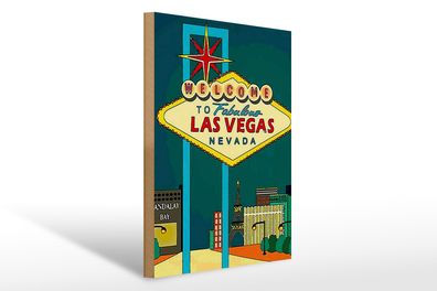 Holzschild Spruch 30x40cm welcome to fabulous las vegas