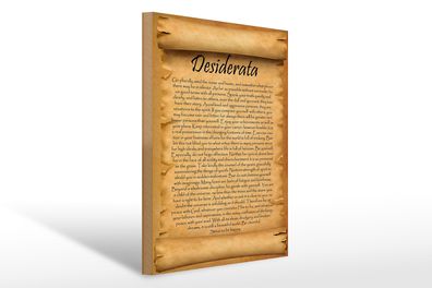 Holzschild Spruch 30x40cm Desiderata Gedicht Englisch